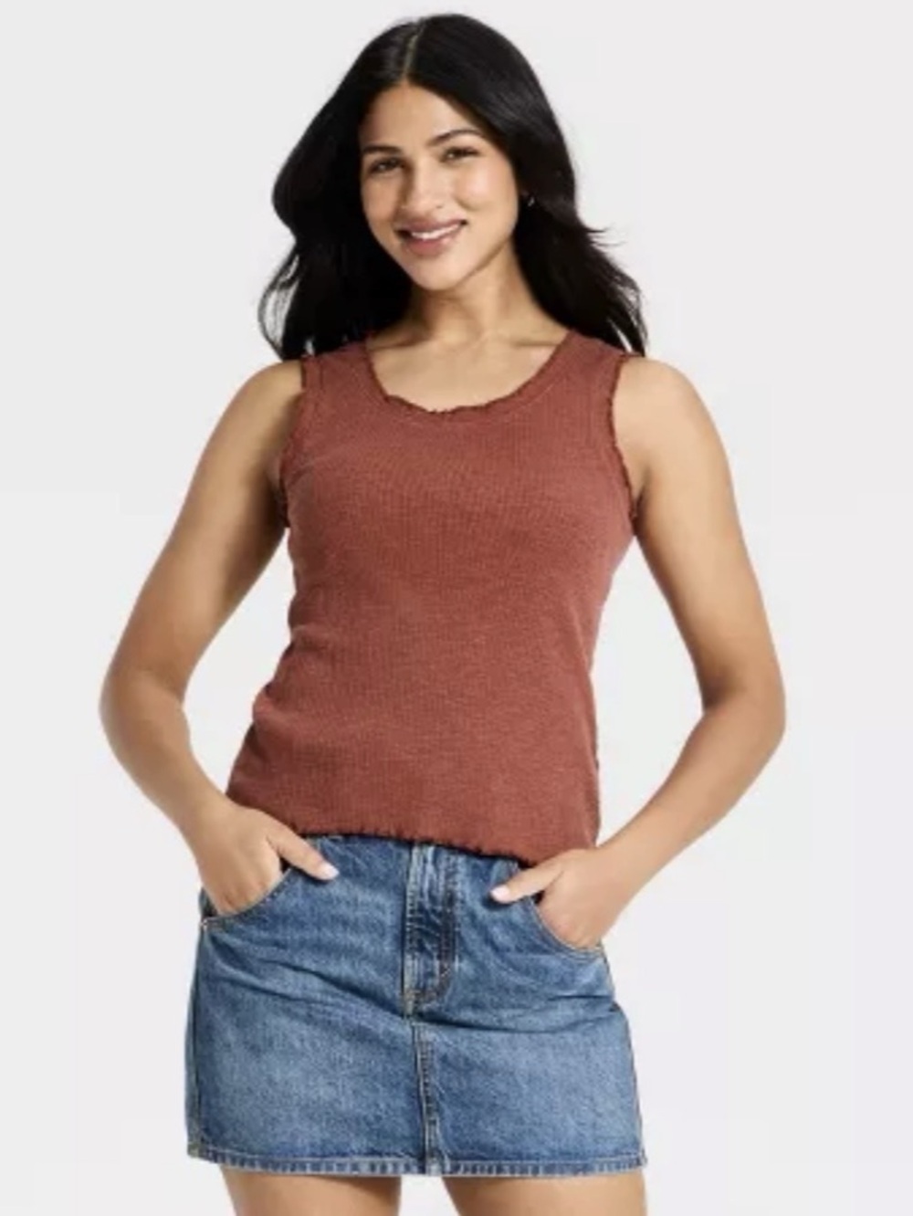 Universal Thread Women's Ruffle Heirloom Tank Top Large Red NWT